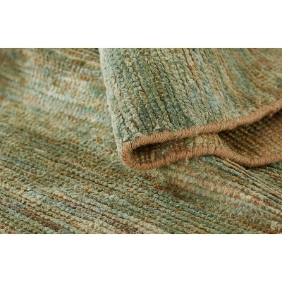 Etra Green Hand-Knotted Wool and Cotton Area Rug