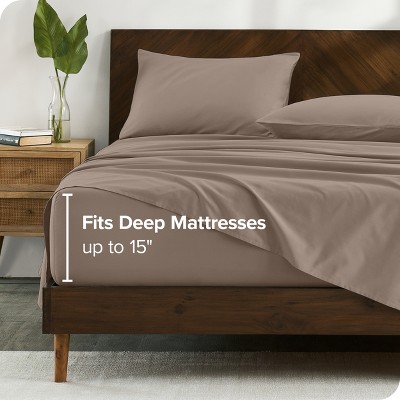 Taupe Twin XL Organic Cotton Percale Sheet Set