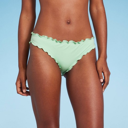 Women's Low-Rise Ruffle Cheeky Bikini Bottom - Shade & Shore™ Green XS