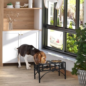Elevated Dog Feeder for Medium Dogs,Raised Stand with 2 Stainless Steel Bowls - LAOTIES - 1 of 4