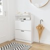 KWPZQEB Shoe Storage Cabinets, Free Standing Shoe Organizer with 2 Flip Drawers, Narrow 2 Tier Entryway Hidden Shoe Rack with Doors for Hallway, White - 4 of 4