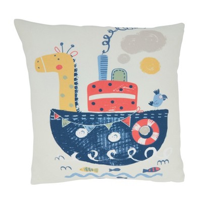 Saro Lifestyle Sea Giraffe Pillow - Poly Filled, 16" Square, Multi