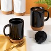 Gibson Home Modani 2 Piece 16.5 Ounce Stoneware Mug Set with Lid and Cork Base - 2 of 4
