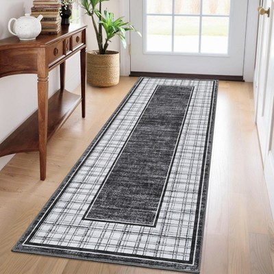 Modern Area Rugs Plaid Print Floor Carpet, Non-Slip Contemporary Geometric Indoor Mat