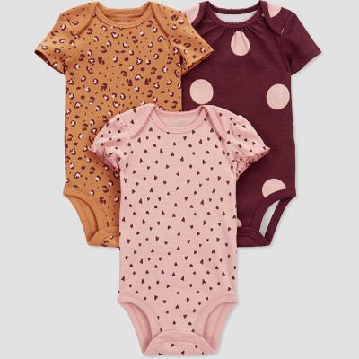 Carter's Just One You® Baby Girls' 3pk Dot Bodysuit - Burgundy Newborn