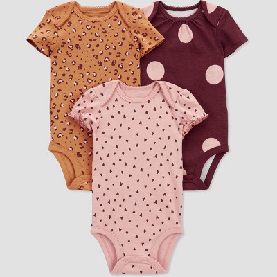 Image of Carter's Just One You® Baby Girls' 3pk Dot Bodysuit - Burgundy 6M