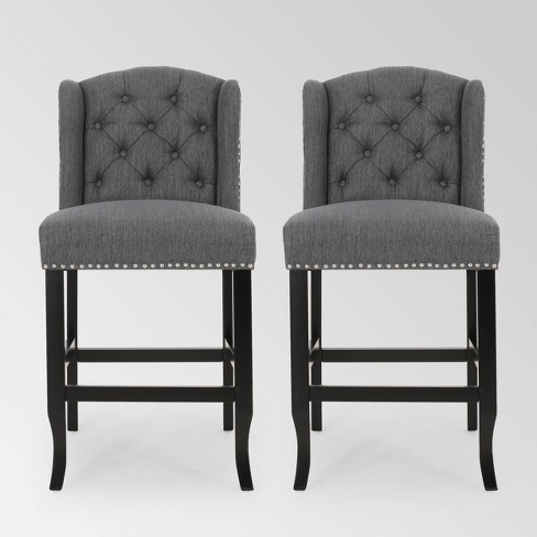 Set of 2 Foxcroft Wingback Counter Height Barstool Charcoal Christopher Knight Home