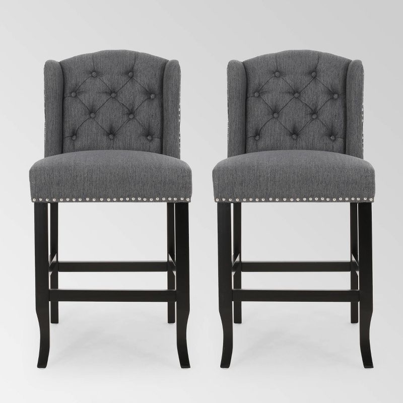 Set of 2 Foxcroft Wingback Counter Height Barstools - Christopher Knight Home, 1 of 11