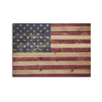 18" x 26" USA Flag Print on Planked Wood Wall Sign Panel Red/White/Blue - Gallery 57