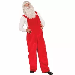 Santa's Red Adult Mens Costume Overalls One Size Fits Most