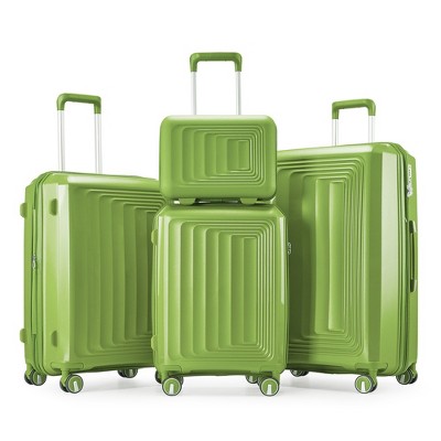 Whisen 4-Piece Luggage Sets, 14"/20"/24"/28" PP Hard shell Suitcases, Lightweight TSA Lock Carry on Suitcase