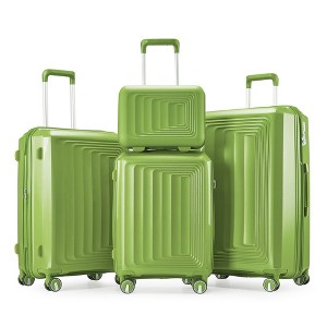 Whisen 4-Piece Luggage Sets, 14"/20"/24"/28" PP Hard shell Suitcases, Lightweight TSA Lock Carry on Suitcase - 1 of 4