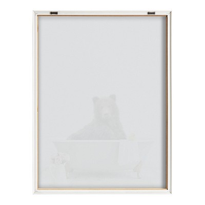 Blake Bear Cottage Bathroom Framed Glass Wall Art, 18x24 Natural