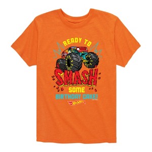 Boys' - Hot Wheels - Monster Trucks Ready To Smash Birthday Cake Short Sleeve Graphic T-Shirt - 1 of 3