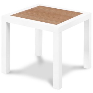 Meridian Furniture,Nizuc Wood Look Accent Paneling Outdoor Patio Aluminum End Table - 1 of 4