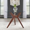 5pc Trita Round Dining Set Walnut - Lifestorey: Mid-Century Modern, Glass Top, 4 Chairs - 2 of 4