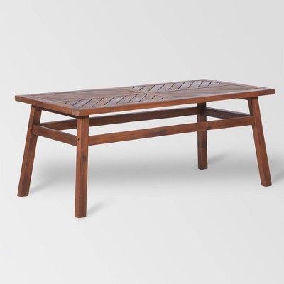 Slatted Chevron Acacia Wood Patio Coffee Table - Saracina Home