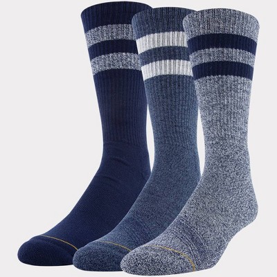Signature Gold by GOLDTOE Men's 3pk Casual GT Double Stripe Crew Socks