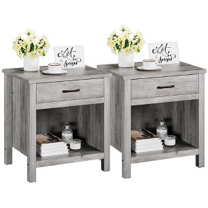 Farmhouse Square Nightstand, Bedside Table with Drawer - 1 of 4