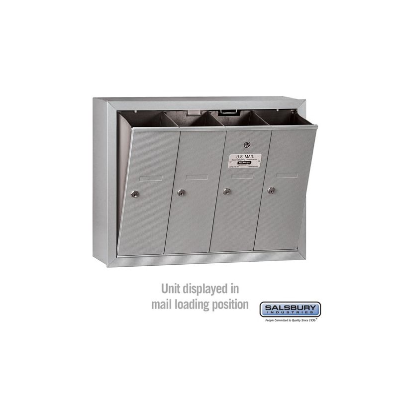 Salsbury Industries Vertical Mailbox (Includes Master Commercial Lock) - 4 Doors - Aluminum - Surface Mounted - Private Access, 3 of 6