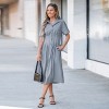 Women's Striped Button-Down Cinched Waist Shirt Dress - Cupshe - 3 of 4