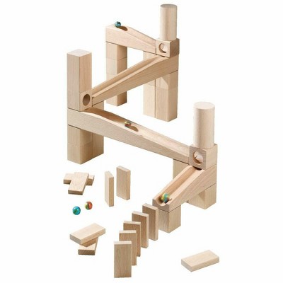 wooden marble track set