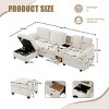 L-Shaped Sectional Sofa with Storage Ottoman, 4-Seat Sofa with Movable Console and Pockets, Corduroy Sofa with Wood Frame-Coolbibila - 4 of 4