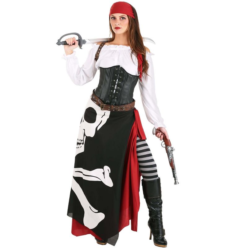 HalloweenCostumes.com Women's Pirate Flag Gypsy Costume, 1 of 12