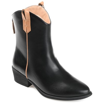 Journee Collection Womens Novva Tru Comfort Foam Back Heel Zip Stacked Heel Booties Black 8