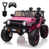 24V 2 Seater Truck Car, Kids Electric Car Toy with Remote Control, Kids Ride On Car with Pedal Tires Steering Wheel Music, Pink - 3 of 4
