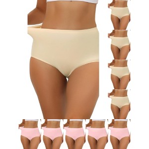 INSPIRE CHIC Women's Elastic High-Waisted Unlined Breathable No-Show Hipster Underwear 10 Packs - 1 of 4