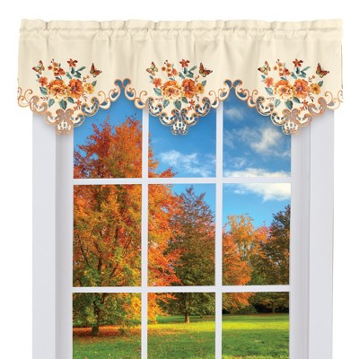 Collections Etc Embroidered Fall Floral Butterfly Window Valance