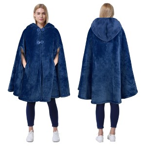 Catalonia Women's Fuzzy Fleece Cardigan, Open Front No Sleeve Shrug, Cozy Hoodie Blanket Shawls Wearable, Valentine’s Day Gift Woman - 1 of 4