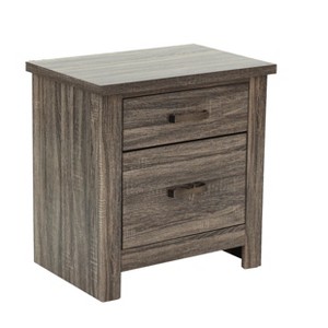 Vynxaria Wood Nightstand - Gray Oak Color, 24" x 16" x 24"H, Versatile Design, Bedroom Essential - 1 of 4