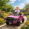 Qaba 12V Kids Ride on Car, Licensed Dodge RAM 3500 Ride on Toys for Toddlers with Dual Motors, Remote Control, Suspension, Bluetooth and Lights, Pink - 3 of 4