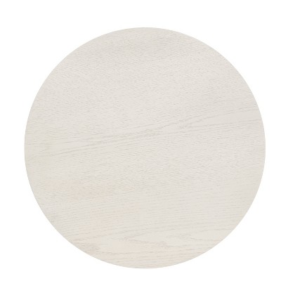 Lindsay 20" Whitewash Round Oak Veneer End Table with Black Metal Base