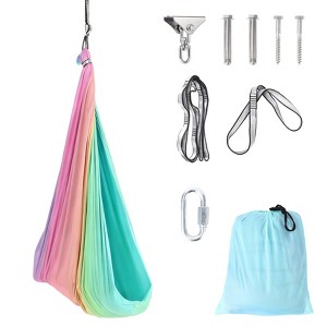 Sensory Swing for Kids & Adults, Double Layer Therapy Hammock with 360° Swivel Hanger for Autism, ADHD. Holds 300lbs.(59x55 in) - 1 of 4