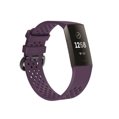 Insten Soft TPU Rubber Replacement Band Compatible with Fitbit Charge 4 & Charge 3, Purple