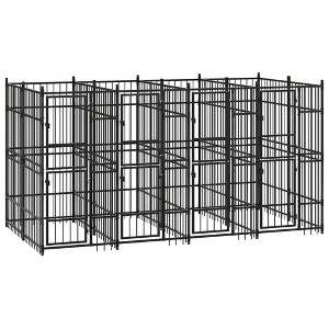 vidaXL Outdoor Dog Kennel Large Dog Crate Dog Cage Exercise Playpen Steel - 1 of 4