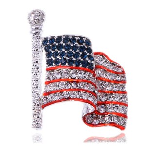 Anna-Kaci Crystal Rhinestone 4th of July American USA Flag Patriotic Pin Brooch - 1 of 4
