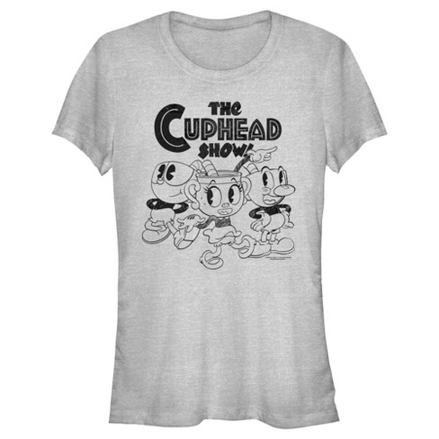 Women's The Cuphead Show! Mugman Ms. Chalice and Cuphead Outlines Graphic  Tee