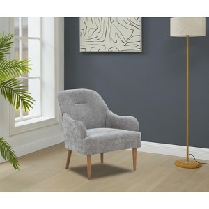 Okak Modern Chenille Armchair with Wooden Legs,Plush Living Room Accent Chair for Bedroom,Office - 1 of 4