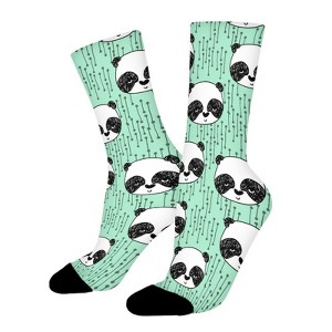 Panda Heads Women Printed Crew Socks Funny Funky Socks Soft Polyester Novelty Gifts for Artists Men - 1 of 1
