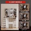 Vanity Desk with Mirror, LED Lights, Chair, Power Outlet, 5 Drawers and 3 Storage Shelves - 3 of 4