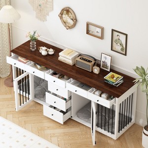 Famapy Large Dog Crate Furniture with Drawers Multifunctional Furniture Style Pet Crate White - 1 of 4