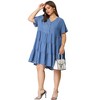 Agnes Orinda Women's Plus Size Tiered V Neck Short Sleeve Summer Casual Buttons Dresses - 3 of 4