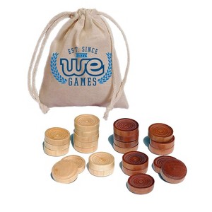 WE Games Wood Backgammon Pieces with Cloth Pouch - 1 of 3