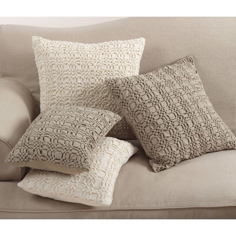 Brisbane Smocked Design Throw Pillow Natural - Saro Lifestyle, 4 of 5
