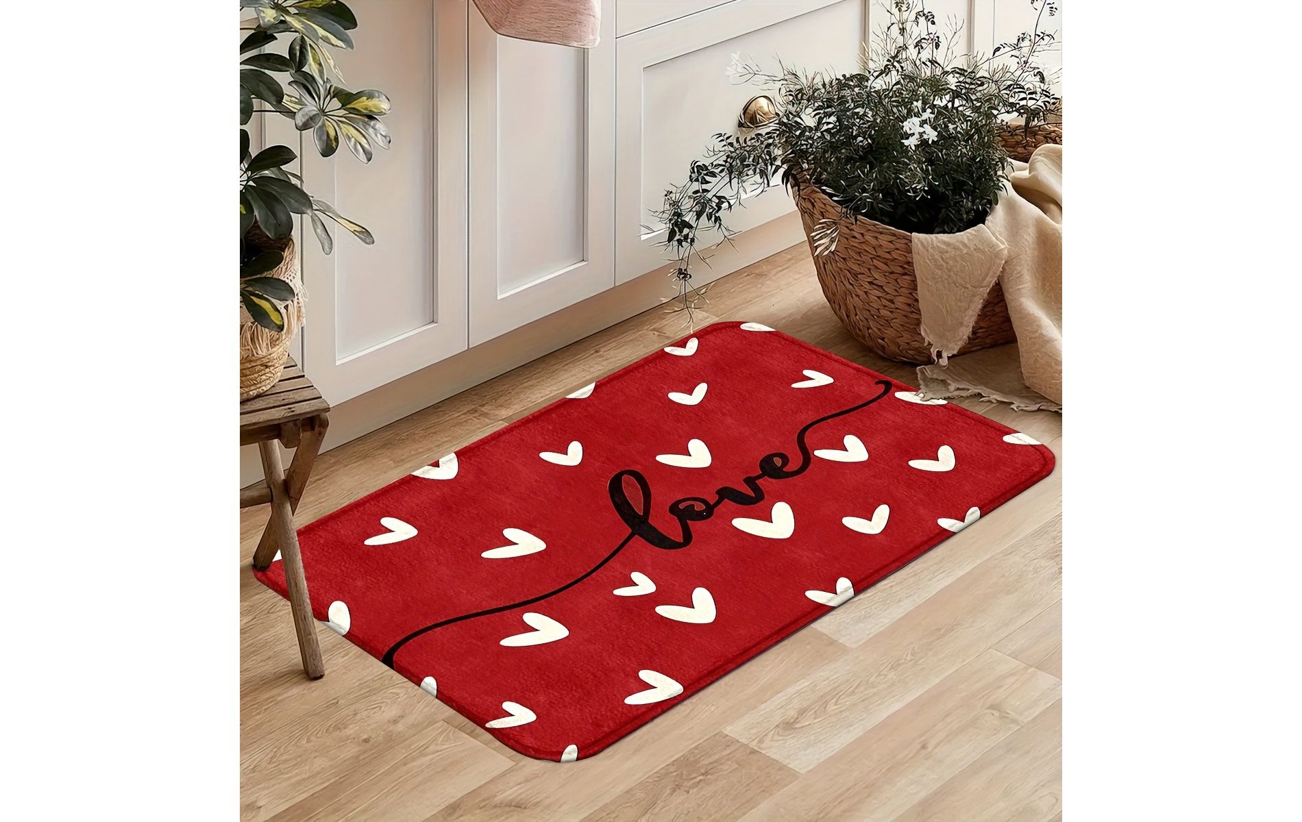 Lomsoe 1pc Valentine'S Day Door Mat for Entryway, Kitchen, Bathroom, Laundry - Love Heart Design Home Decor Gift.