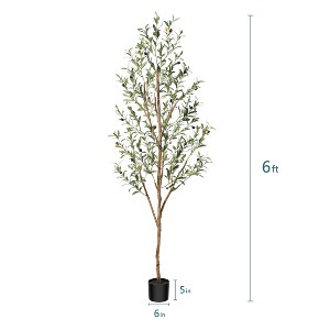 DR.Planzen 4-7ft Artificial Olive Tree Tall Faux Silk Plant Fake Potted Tree with Natural Wood Trunk and Lifelike Fruits for Home Office Decor Indoor - 1 of 4